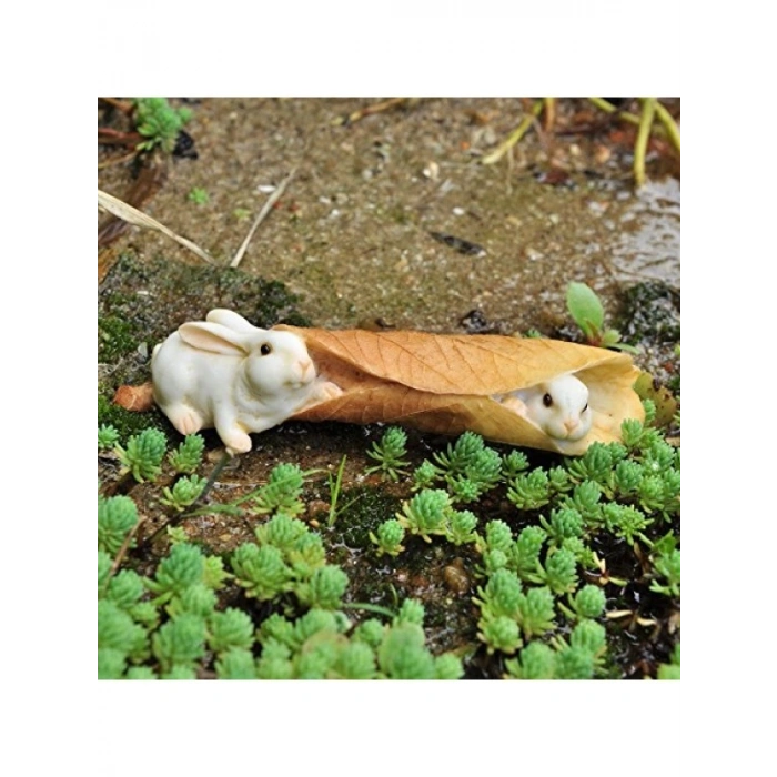 El Boyaması Tavşan Figürü, Minyatür Bahçe Dekoru