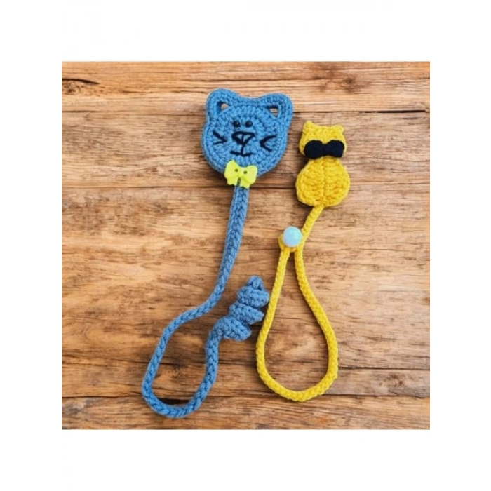 El Yapımı 2li Kedi Temalı Kitap Ayracı Seti, Sevimli Figürler ile Okuma Keyfi