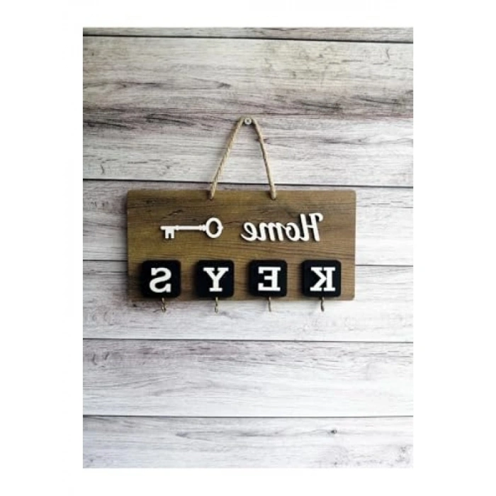 El Yapımı Doğal Ahşap Anahtar Askısı
