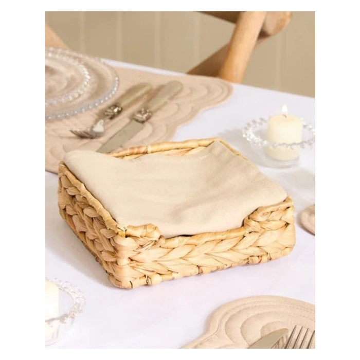 El Yapımı Doğal Hasır Peçetelik (19*19*7 cm)