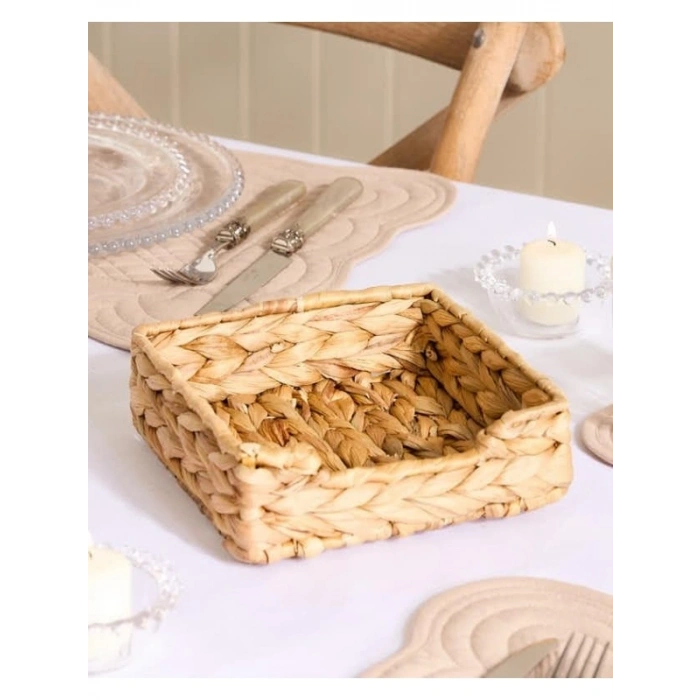 El Yapımı Doğal Hasır Peçetelik (19*19*7 cm)