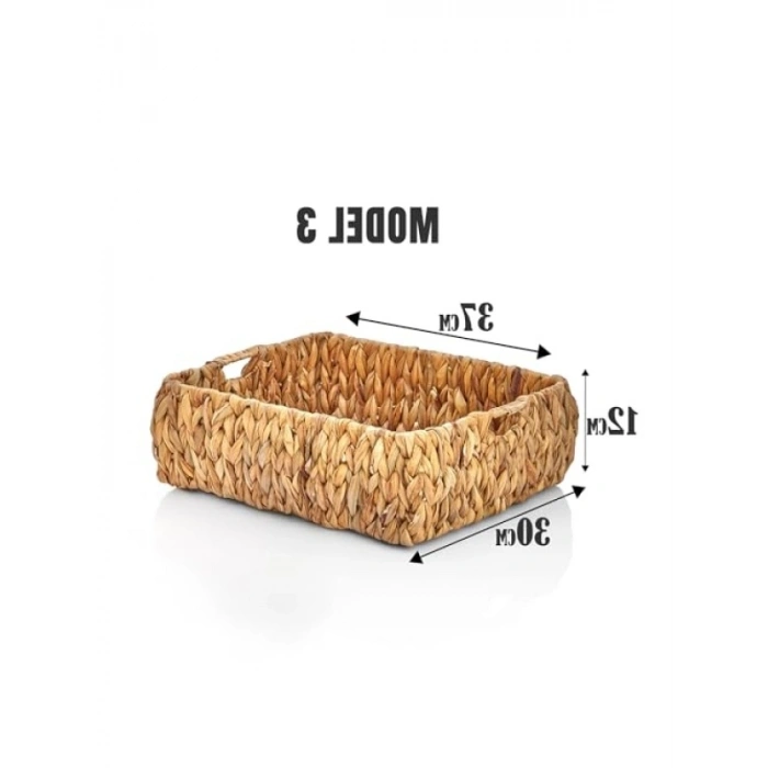 El Yapımı Hasır Bombeli Dekoratif Sepet - 37 x 30 x 12 cm