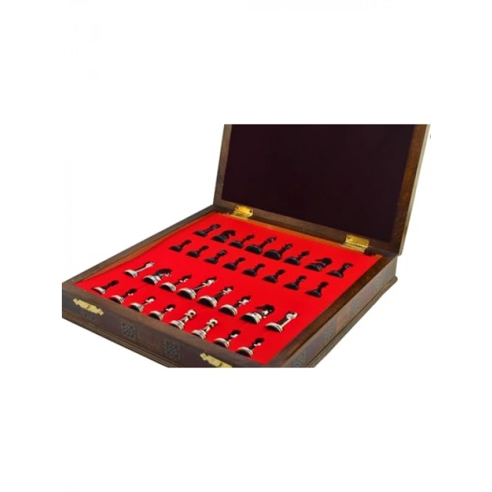 El Yapımı Masif Ahşap Sandıklı Satranç Tahtası