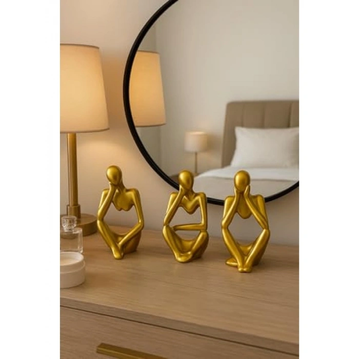 El Yapımı Minimalist 3lü Figür Seti - Gold