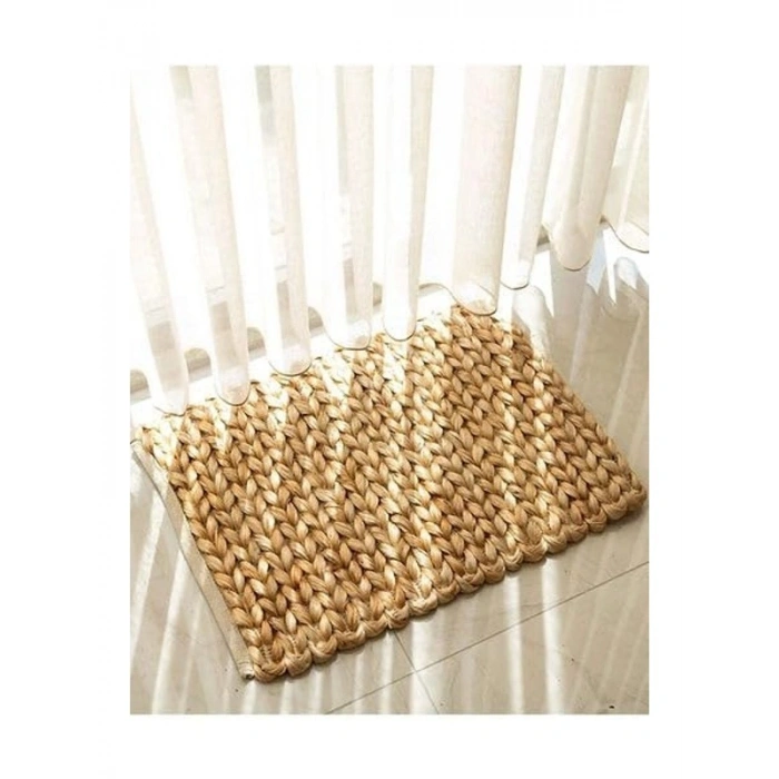 El Yapımı Örgü Jüt Kapı Paspası, 65x45 cm, Lüks Tasarım