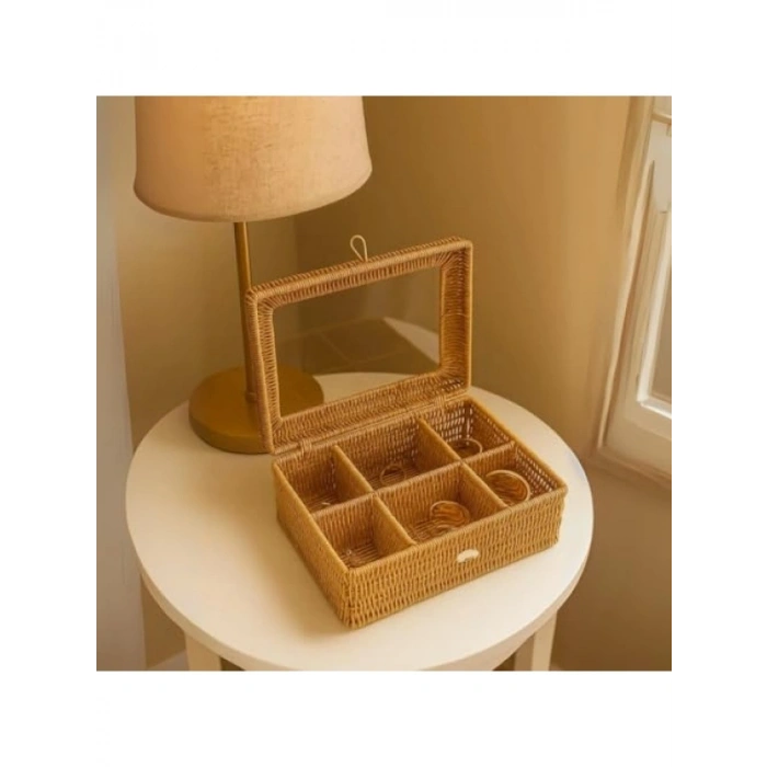 El Yapımı Rattan Çok Amaçlı Organizer Kutu