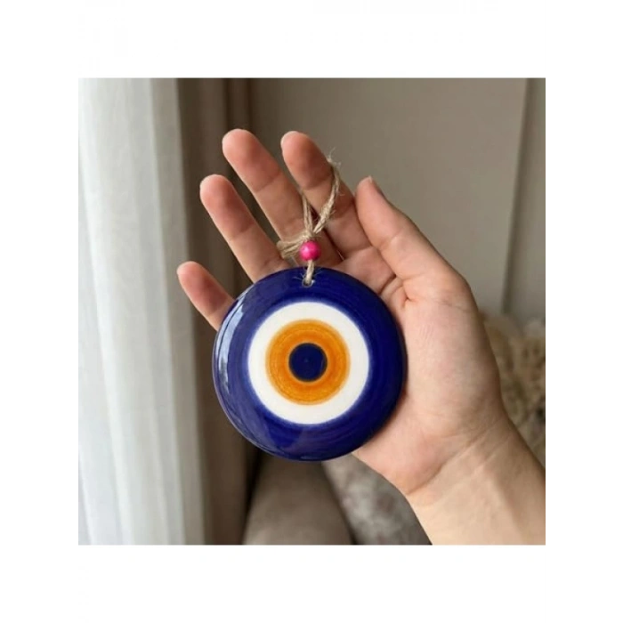 El Yapımı Seramik Nazar Boncuğu - 8cm Duvar ve Kapı Süsü