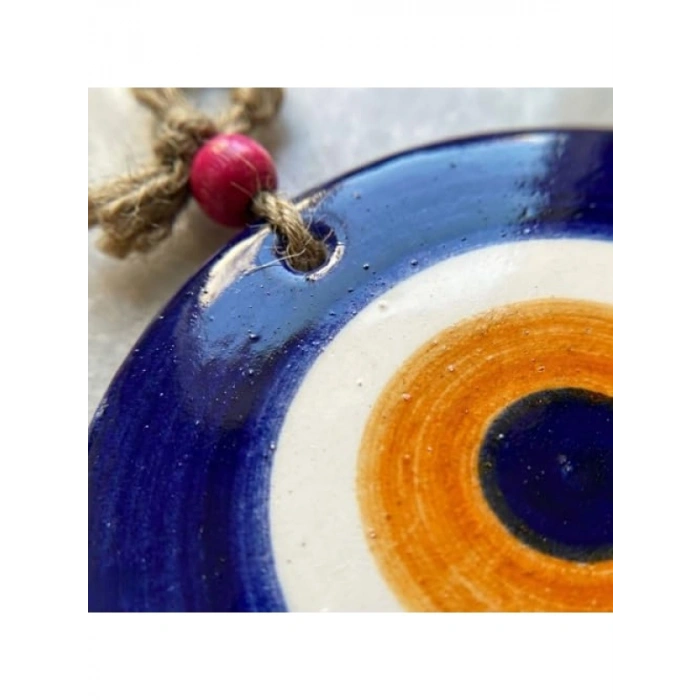 El Yapımı Seramik Nazar Boncuğu - 8cm Duvar ve Kapı Süsü