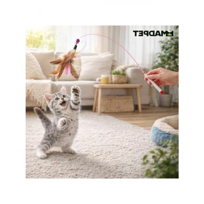 Elastik ve Dayanıklı Kedi Oltası, 90 cm Uzunlukta Eğlenceli Oyuncak