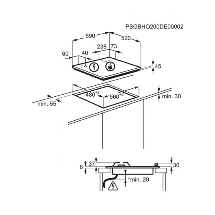 Electrolux EGH6343RON 59,5 cm Gazlı Ankastre Ocak