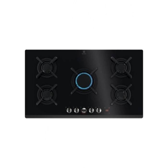 Electrolux Electrolüx KGG953753K Steppower Flamelight Verticalflame 90 cm Siyah Cam Gazlı Ocak