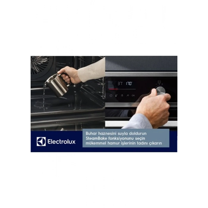Electrolux EOD6F77WV 600 Serisi Steambake Buhar Ilaveli Katalitik ve Aquaclean Temizlemeli 72 Lt A+ Wi-Fi Beyaz Cam Ankastre Fırın