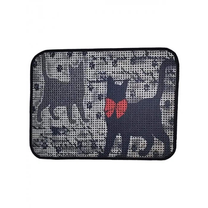 Elekli Desenli Kedi Tuvalet Önü Paspası 60 x 45 cm
