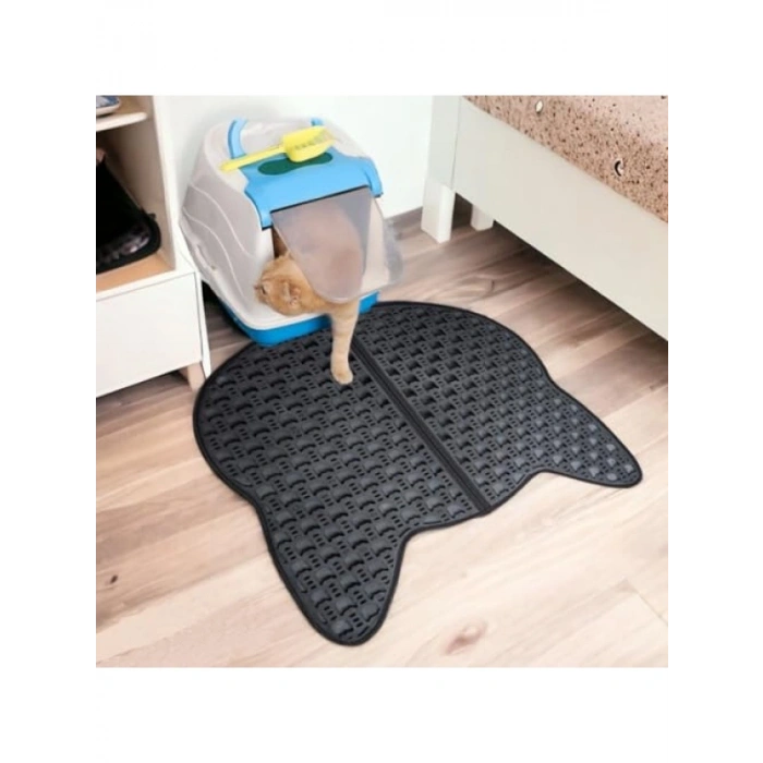Elekli Kedi Kumu Paspası, Yıkanabilir, 70x75 cm