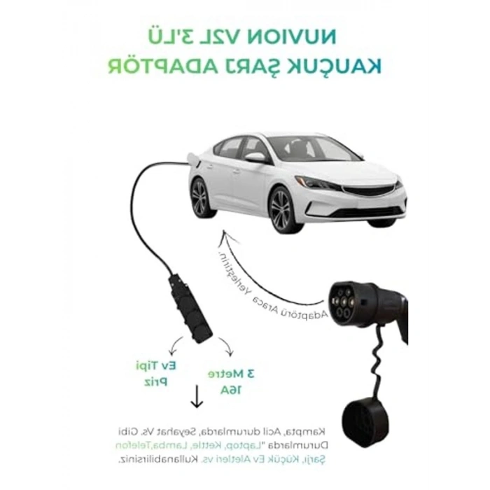 Elektrikli Araç Şarj Kablosu, Kia/Hyundai/Ssangyong ile Uyumlu, 3lü Set