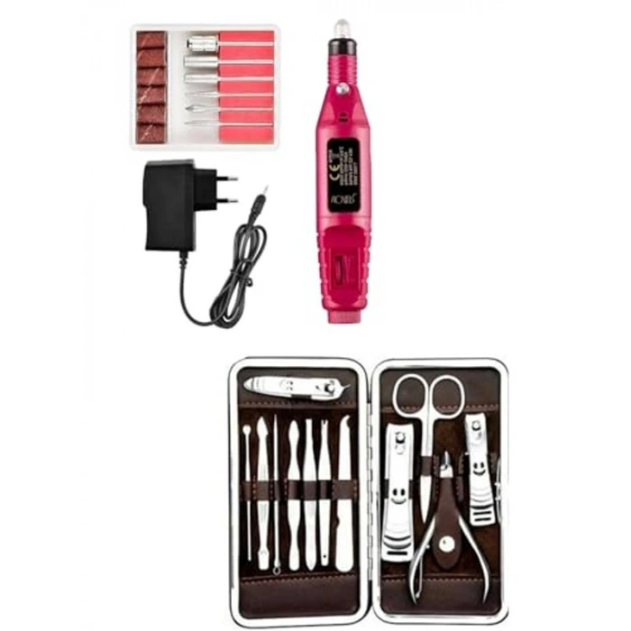 Elektrikli Tırnak Törpü Seti, 12 Parça Manikür Seti ile