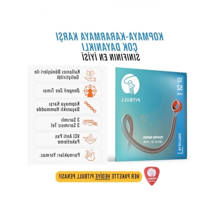 Elektro Gitar Teli, Coated Seri, Uzun Ömürlü ve Dayanıklı, 10-52 Ölçü