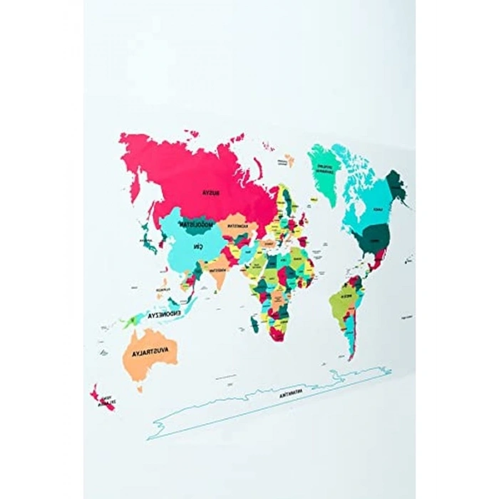 Elektrostatik Özellikte Yapışkansız Renkli Dünya Haritası