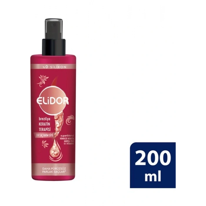 Elidor Sıvı Saç Bakım Sütü Brezilya Keratin Terapisi Hidrolize Keratin Marula Yağı E Vitamini 200 ml