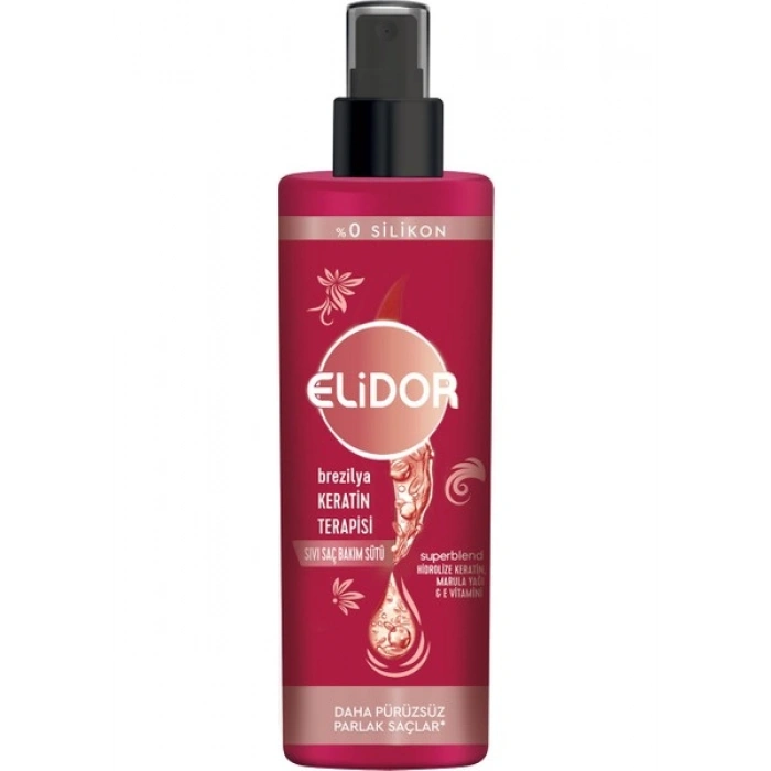 Elidor Sıvı Saç Bakım Sütü Brezilya Keratin Terapisi Hidrolize Keratin Marula Yağı E Vitamini 200 ml