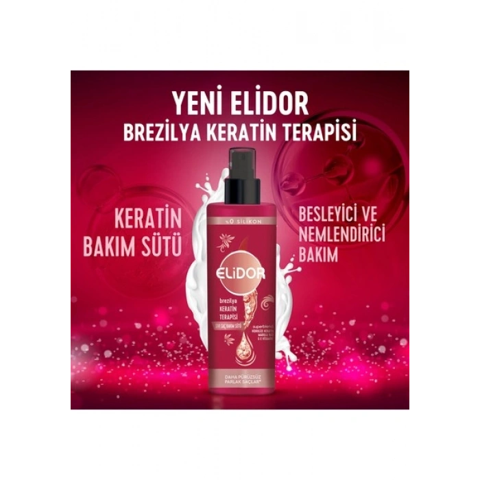 Elidor Sıvı Saç Bakım Sütü Brezilya Keratin Terapisi Hidrolize Keratin Marula Yağı E Vitamini 200 ml