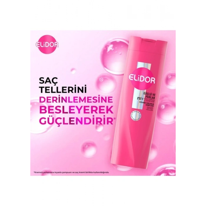 Elidor Superblend 2si 1 Arada Şampuan ve Saç Bakım Kremi Güçlü ve Parlak E Vitamini Makademya Yağı 400 ml