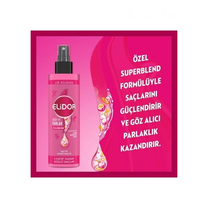 Elidor Superblend Sıvı Saç Bakım Kremi Güçlü Ve Parlak E Vitamini Makademya Yağı Kolajen 200 ml