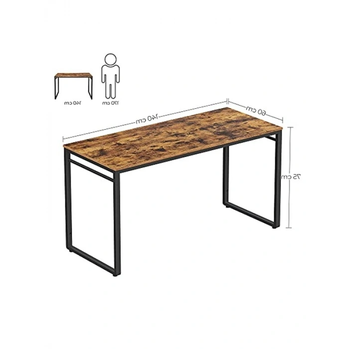 Endüstriyel Tasarımlı Ofis Masası, 140 x 60 cm Ölçülerinde