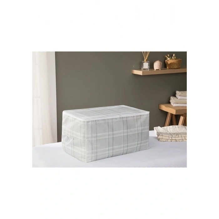 English Home Plaid Lines Polyester Hurç 74 x 46 x 46 cm Gri