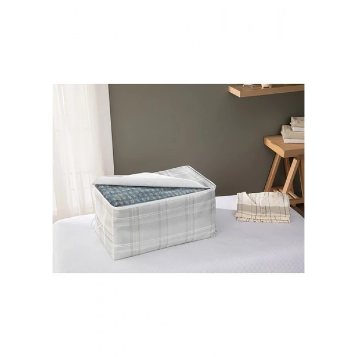 English Home Plaid Lines Polyester Hurç 74 x 46 x 46 cm Gri