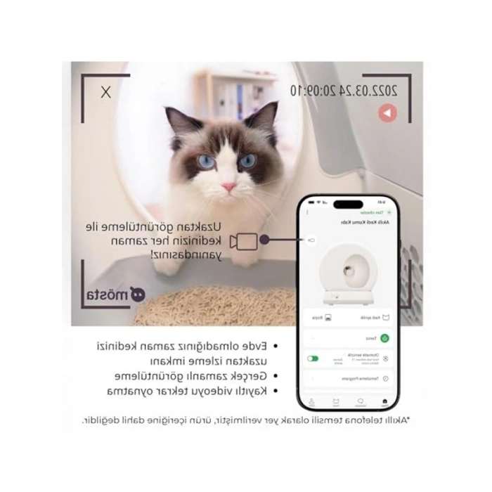 Entegre HD Kamera ile Akıllı Kedi Tuvaleti, Otomatik Temizleme