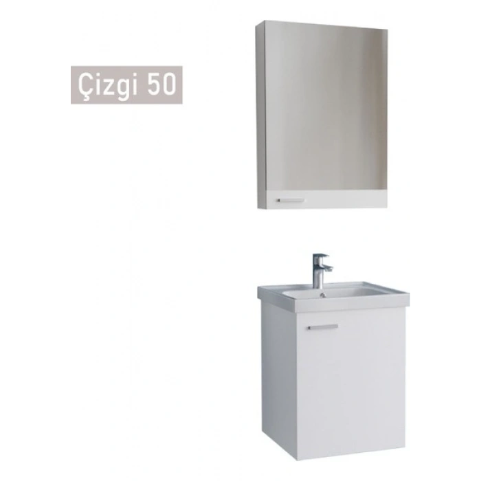 Era Wons Çizgi 50 cm Beyaz Mdf Banyo Dolabı Takımı