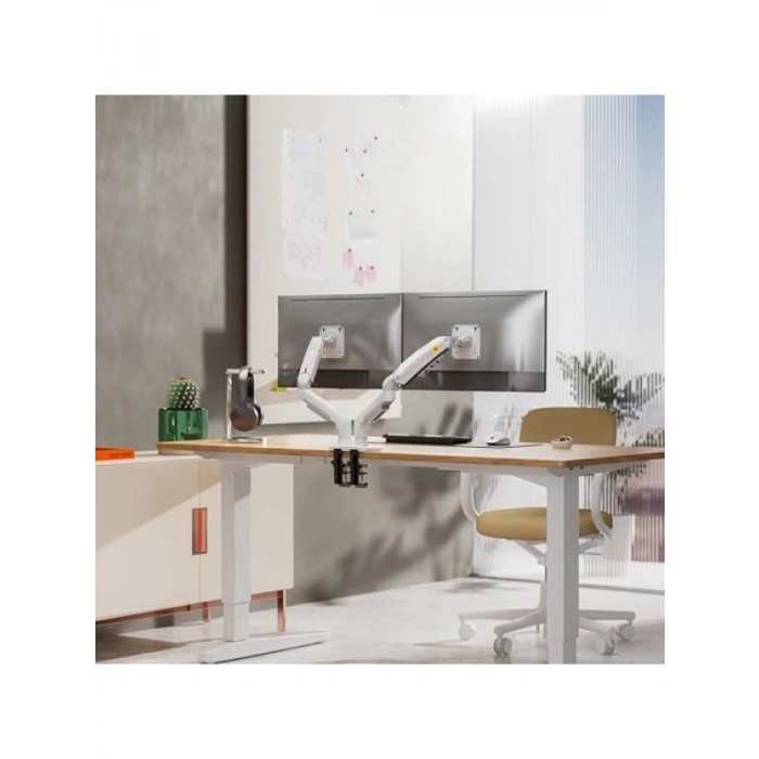 Ergonomik 17-27 Monitör Standı, Amortisörlü Çift Kol