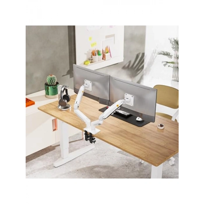 Ergonomik 17-27 Monitör Standı, Amortisörlü Çift Kol