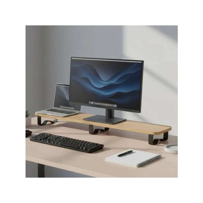 Ergonomik Ahşap Monitör Yükseltici, Katlanır Tasarımı ile Kullanışlı