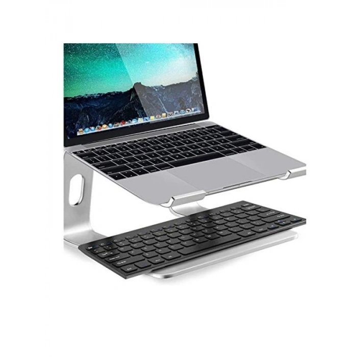 Ergonomik Alüminyum Katlanır Dizüstü Bilgisayar Standı - Gümüş