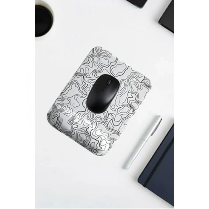 Ergonomik Bilek Destekli Mouse Pad, Beyaz Desenli Tasarım