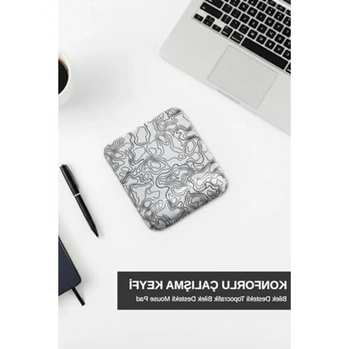Ergonomik Bilek Destekli Mouse Pad, Beyaz Desenli Tasarım
