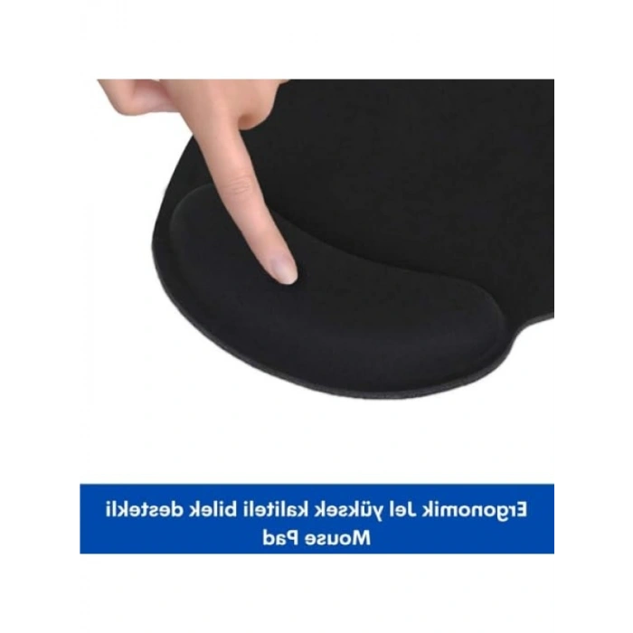 Ergonomik Bilek Destekli Mouse Pad, Siyah