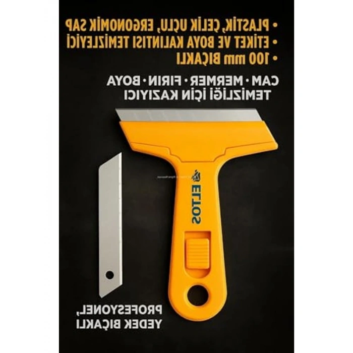 Ergonomik Cam Kazıma Bıçağı, 100 mm Bıçaklı Profesyonel
