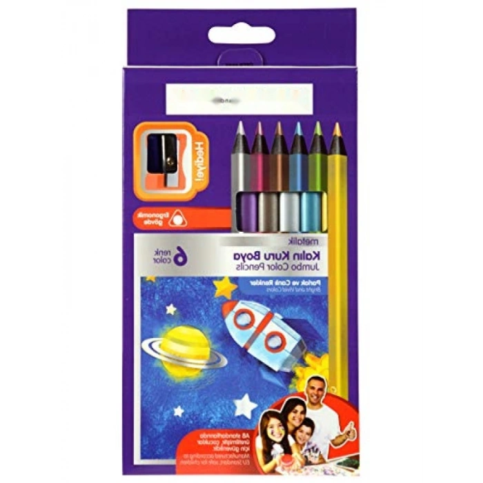 Ergonomik Jumbo Kuru Boya Kalemi Seti - 6 Renk