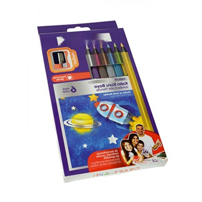 Ergonomik Jumbo Kuru Boya Kalemi Seti - 6 Renk
