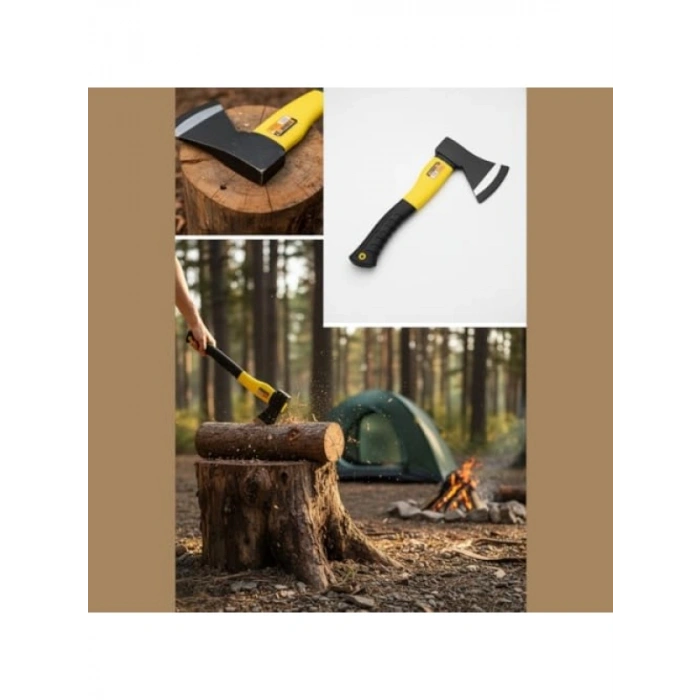 Ergonomik Kaymaz Saplı Çelik Başlı Balta - Dayanıklı ve Hafif