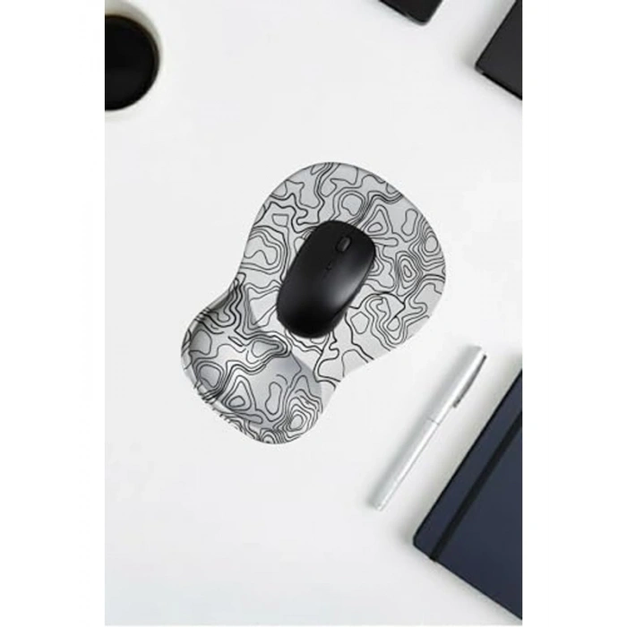 Ergonomik Kaymaz Taban Bilek Destekli Mouse Pad, Beyaz Renk