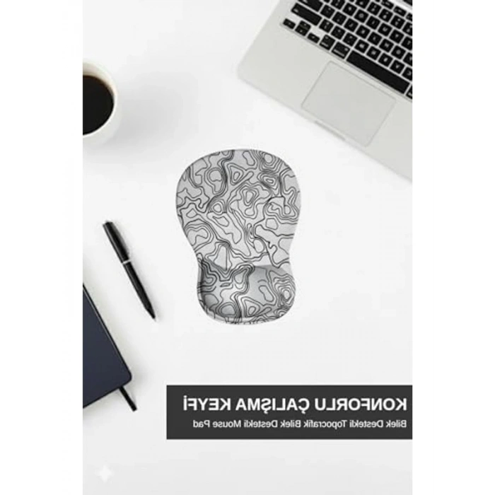 Ergonomik Kaymaz Taban Bilek Destekli Mouse Pad, Beyaz Renk