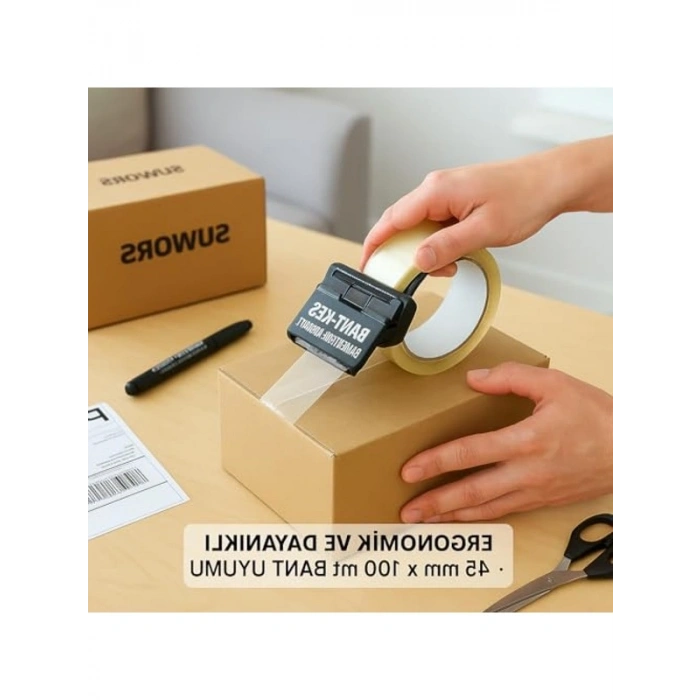Ergonomik Koli Bant Kesici Aparat, 45mm x 100mt Bant Uyumlu