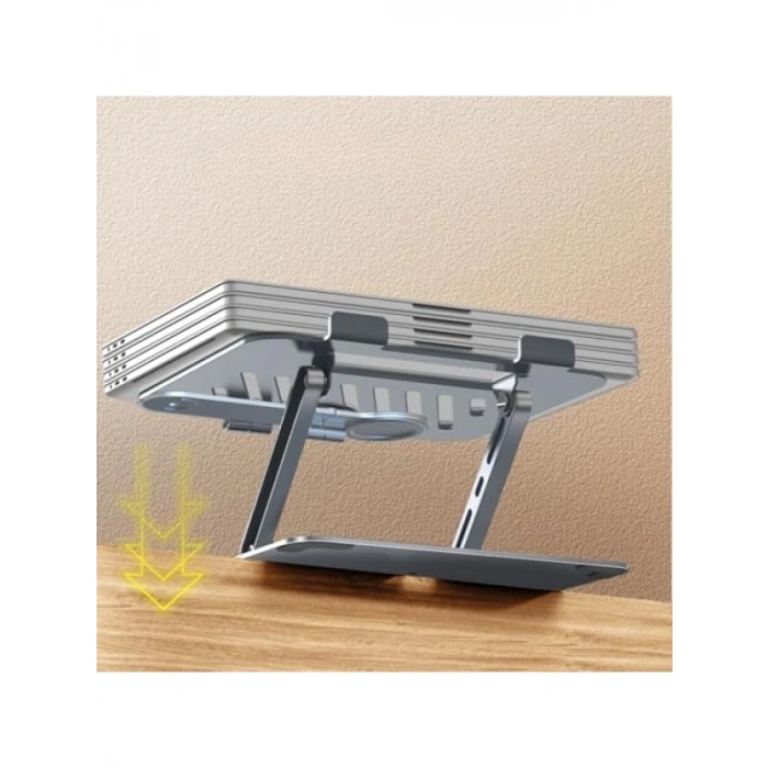 Ergonomik Laptop Standı - Karbon Çelik, 360° Döner