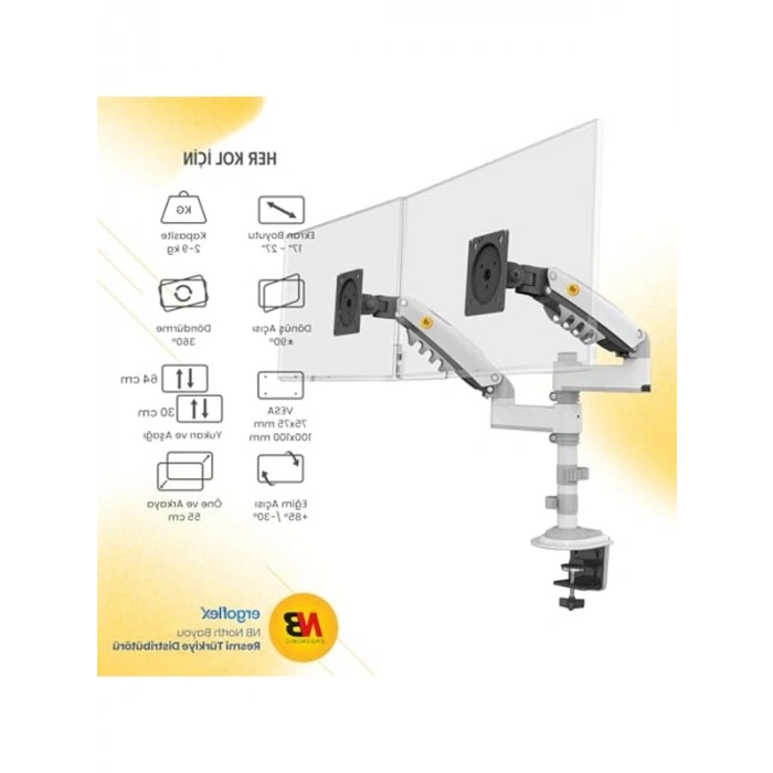 Ergonomik Monitör Standı, 17-35 inch Uyumlu