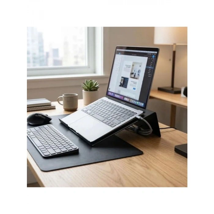 Ergonomik Soğutmalı Metal Laptop Yükseltici Standı, Siyah