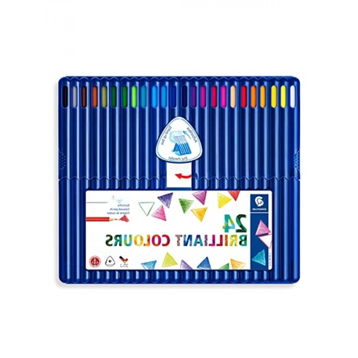 Ergonomik Üçgen Kuru Boya Kalemi - 24lü Set